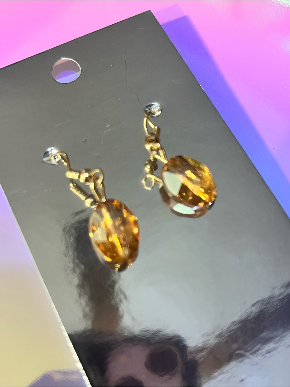 paparazzi Gold-Tone Amber Faceted Drop Fishhook Earrings